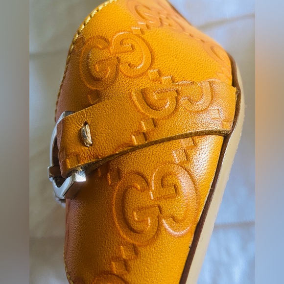 Vintage GUCCI Guccissima LOGO kitten heel open toe horsebit mules Size 8.5 - Picture 3 of 16